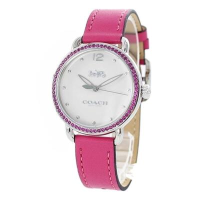 Pre-owned Coach [] Watch Delancey 36mm Pink Stone Leather Strap 14502879 Women's
