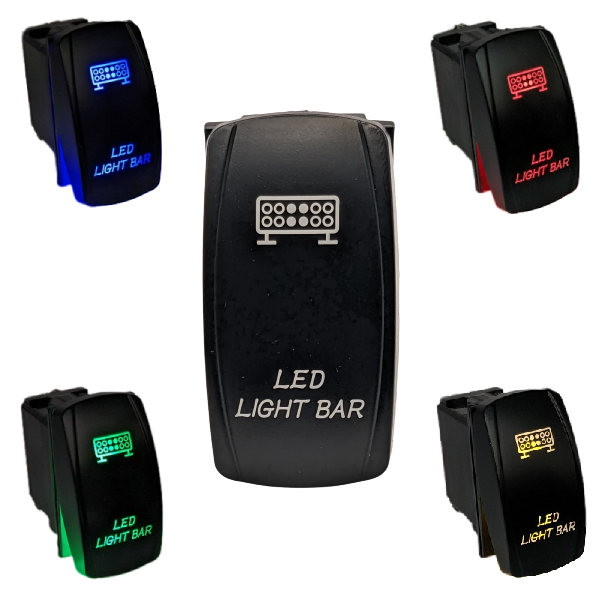 LED Light Bar 5-Pin Rocker Switch 12V-24V MULTIPLE COLORS Wiring Included
