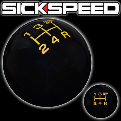 BLACK/YELLOW FING FAST SHIFT KNOB 5 SPEED SHORT THROW SHIFTER LEVER 12X1.75 S05