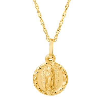 Kids Collection 14K Yellow Gold Virgin Mary Medal Necklace