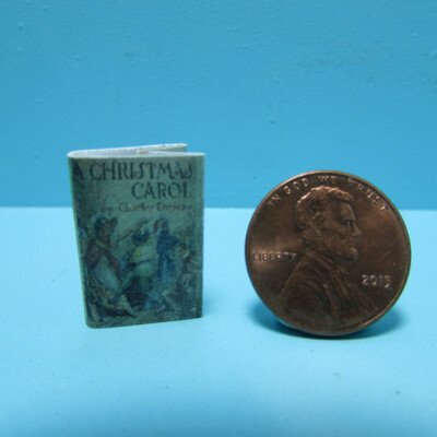 Dollhouse Miniature Christmas Carol Book Charles Dickenson Printed Pages TIN2061