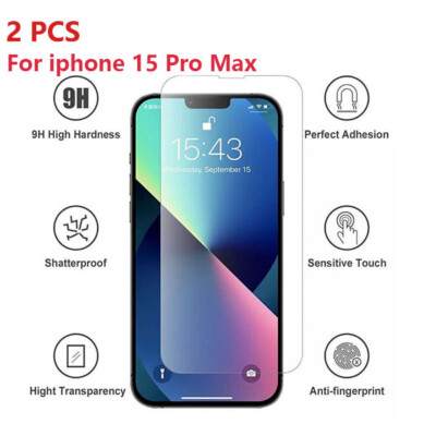 2 PCS Tempered Glass Protector for iphone 15 pro max 