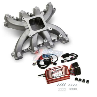 Holley 300-132 LS1 Single Plane Satin Carb Intake & MSD 6014 Red Ignition Box