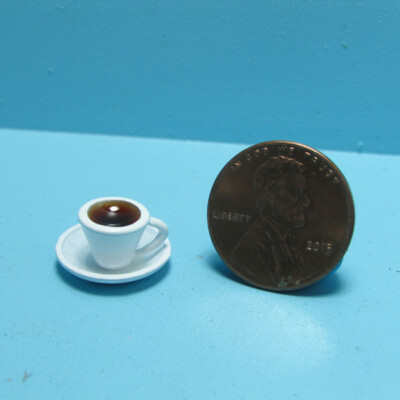 Dollhouse Miniature Filled Cup of  Coffee with Saucer B280