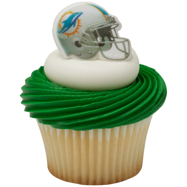 NFL Miami Dolphins Cupcake Topper Rings - 24 Pieces