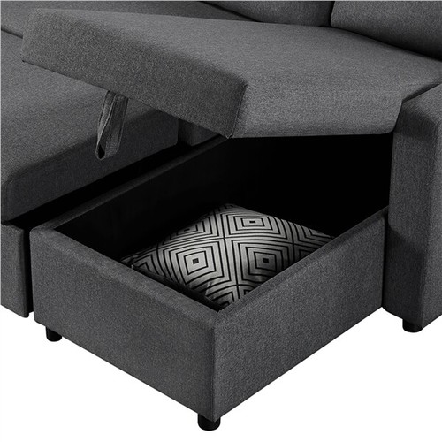 4-seat Convertible Sectional Reversible Sofa Couch Bed for Limited Spaces Gray