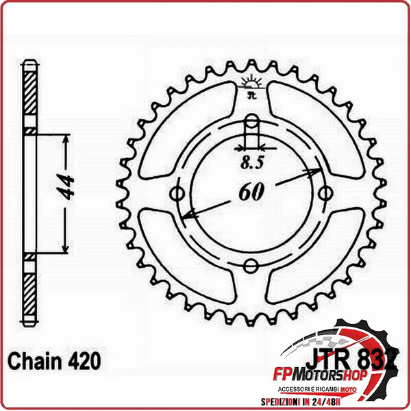 CORONA PER TRASMISSIONE MOTO JT 832 Z42 JTR832.42 42 DENTI ACCIAIO PASSO 420