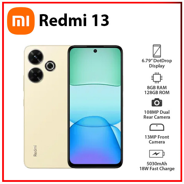New&Unlocked) Xiaomi Redmi 13 8GB+128GB GOLD Dual SIM