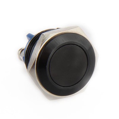 Metal Push Button Waterproof Switch Black Momentary Reset DC 2A 12V-36V Car/Boat