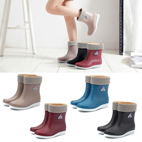 Wasserdichte Regenstiefel Damen Gefüttert Gummistiefel Stiefeletten Rutschfest