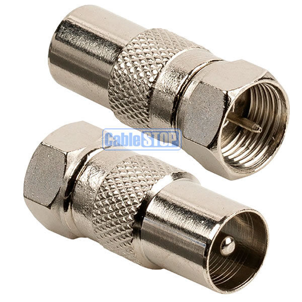 2 X Male Coax Plug To F Type Male Plug Tv Aerial Sky Connector Adapter