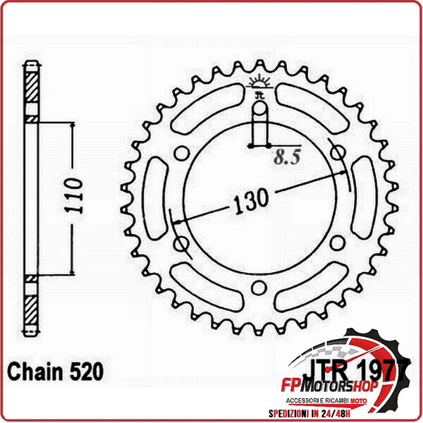 CORONA PER TRASMISSIONE MOTO JT 1977 Z48 JTR1977.48 48 DENTI ACCIAIO PASSO 520