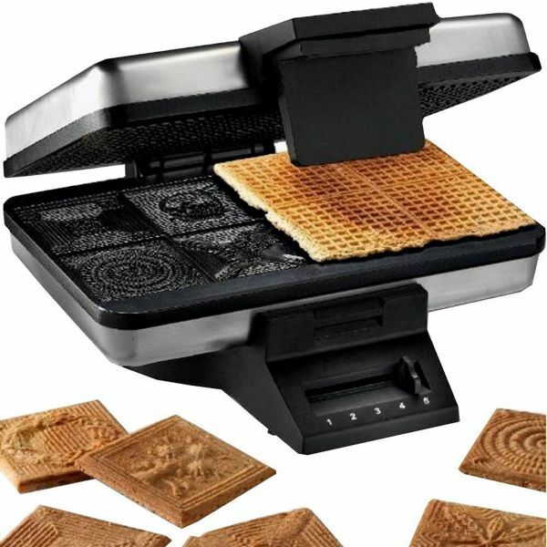 Zimtwaffelautomat Waffeleisen Motiv Edelstahl mit Thermostat von Syntrox