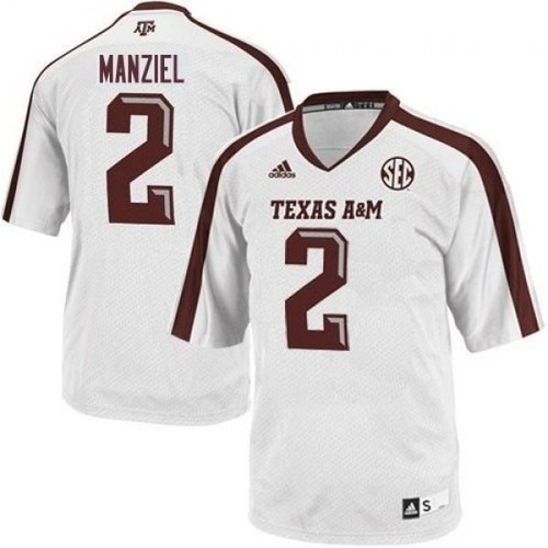 Johnny's - M    Men Texas A&M Aggies #2 Johnny Manziel White Stitch Jersey