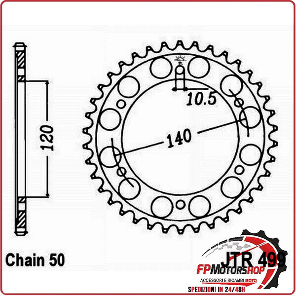 CORONA PER TRASMISSIONE MOTO JT 499 Z40 JTR499.40 40 DENTI ACCIAIO PASSO 530