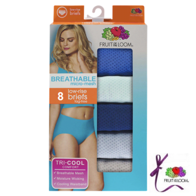 Fruit of the Loom Women's Breathable Micro-Mesh Low-Rise Brief Underwear, 8  Pack