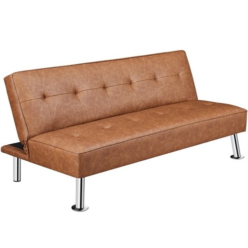 Convertible Futon Sofa Bed Tufted Faux Leather Futon Couch B