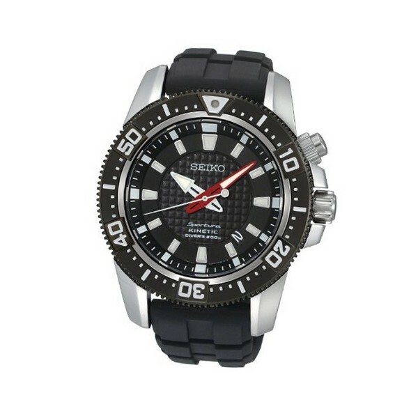 Pre-owned Seiko Ska511p2 Mens Watch Stainless Steel Sportura Kinetic Diver Black Dial