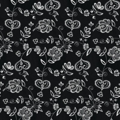 Riley Blake Be Mine Valentine by Janet Wecker-Frisch C12791 Black Flowers Cotton