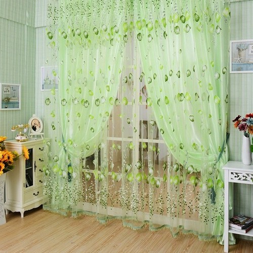 Tulip Curtain Flower Sheer Window Beads Tassel Door Drapes Valance