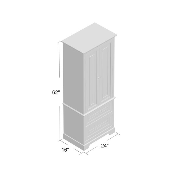 White Storage Cabinet Pantry Armoire Linen Closet 2 Door 2 Drawer Bathroom Wood
