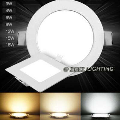 3/4W 6W 9W 12W 15W 18W 20W 25W Dimmable LED Recessed Ceiling Panel Light Fixture