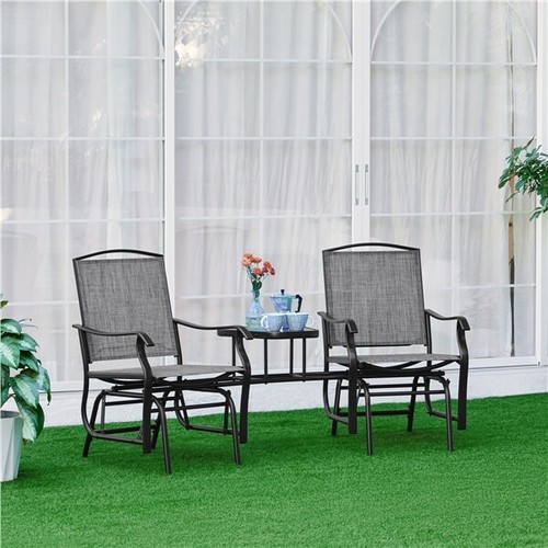 Patio/Porch Swing Glider Chair w/ Coffee Table Texteline Outdoor Rocking Chair