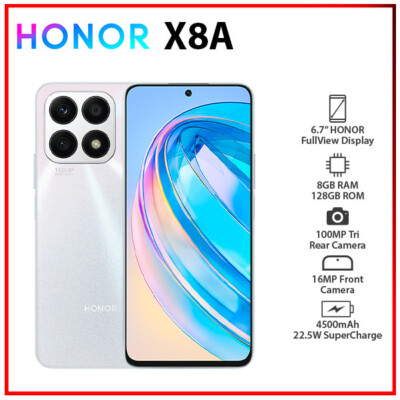 (New&Unlocked) HONOR X8A SILVER 8GB+128GB Dual SIM Octa Core Android Cell Phone
