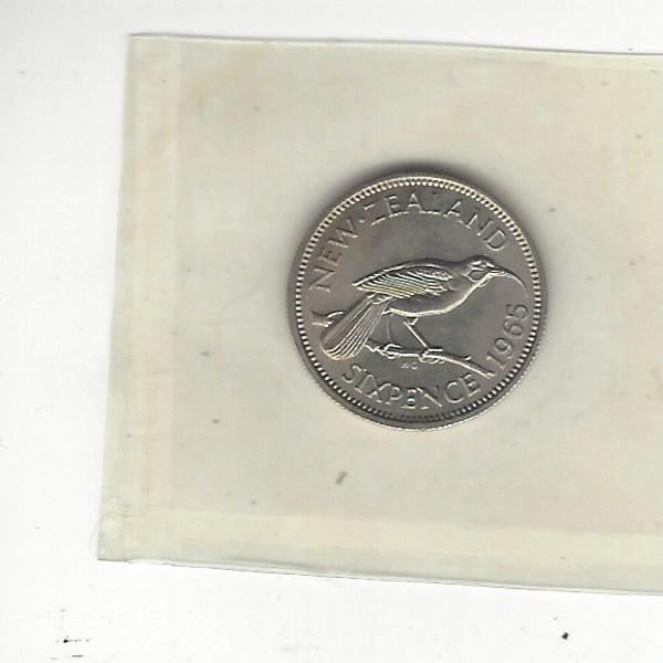 New Zealand 6 Pence, 1965, Mint Sealed In Cellophane, Uncirculated