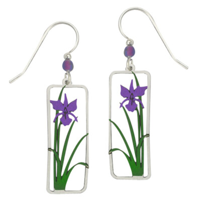 Sienna Sky Purple Iris Flower Pierced Earrings Handmade in USA w/Gift Box