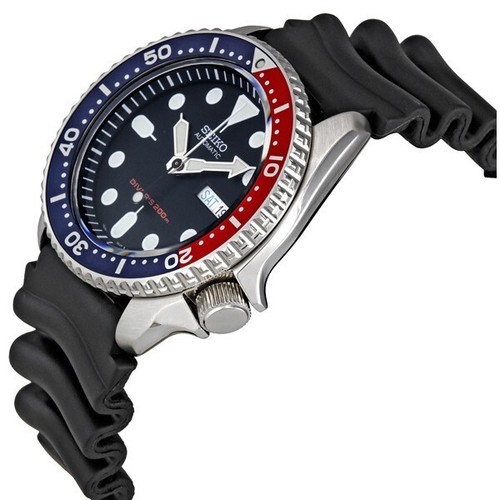 Pre-owned Seiko Men  Skx009k Pepsi Red Blue Automatic 200m Divers Watch Rubber Band