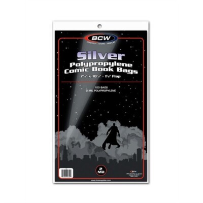 100 BCW Silver Age Comic Book Archival 2-mil Poly Bags + Acid Free Backer Boards