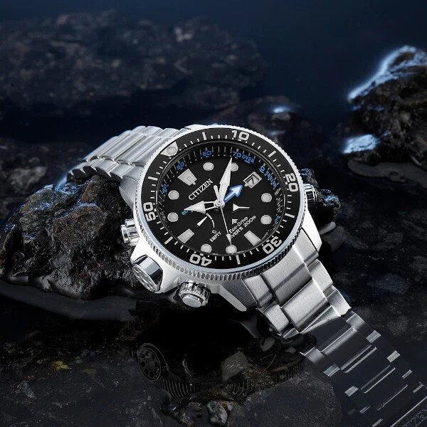 Pre-owned Citizen Promaster Bn2038-01l Aqualand 45mm Blue Dial 200m Diver's Watch -