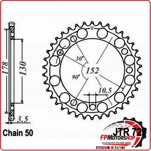 CORONA PER TRASMISSIONE MOTO JT 729 Z46 JTR729.46 46 DENTI ACCIAIO PASSO 530