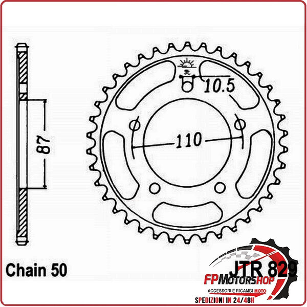 CORONA PER TRASMISSIONE MOTO JT 829 Z45 ZBK ZINCATA NERA JTR829.45ZBK 45 DENTI