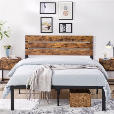 Twin metal platform sale bed with headboard