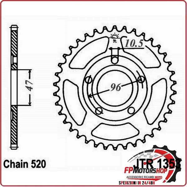 CORONA PER TRASMISSIONE MOTO JT 1353 Z40 JTR1353.40 40 DENTI ACCIAIO PASSO 520