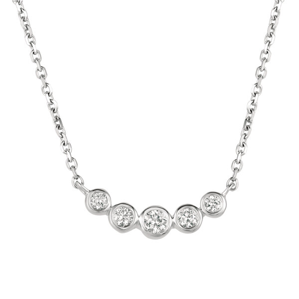 Pre-owned Morris 0.35 Carat Natural Diamond Bezel Necklace Pendant 14k Rose Gold Si 18 Inch