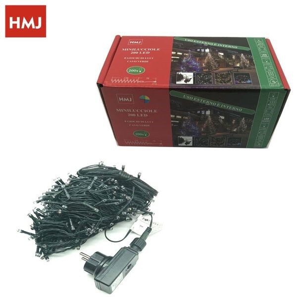 Luci Natale Natalizie Albero Minilucciole 200 Led Multicolore Filo Verde hmj