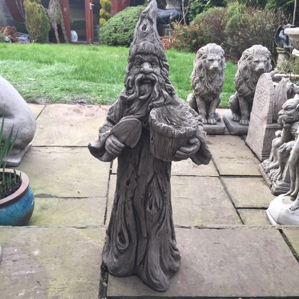 Large stone garden wizard statue, fantastic detail, top quality. New
