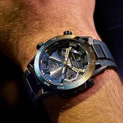 Pre-owned Casio Ecb-2000ynp-1ajf [edifice Nighttime Drive Series] Black Men Watch