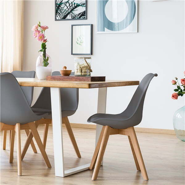 Alden Design Mid-Century Modern Padded Dining Chairs Set of 4 Gray Furniture