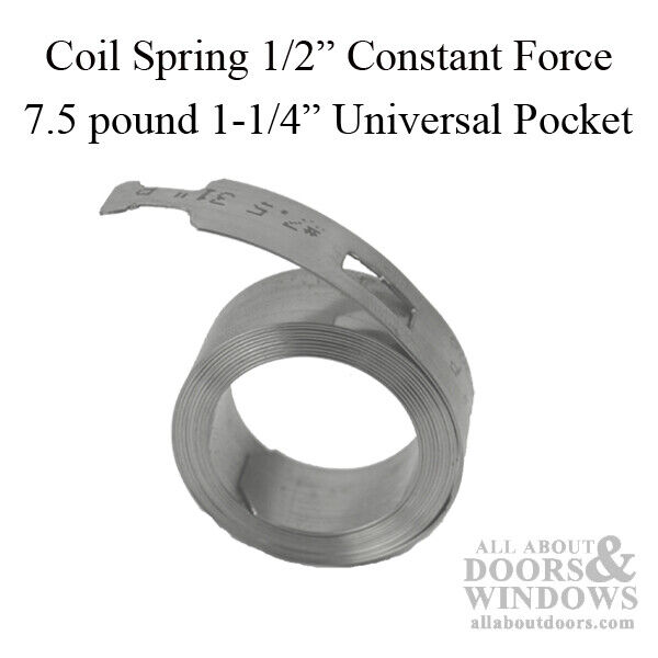 Coil Spring 1/2 inch Constant Force, 7.5 pound 1-1/4 Universal pocket