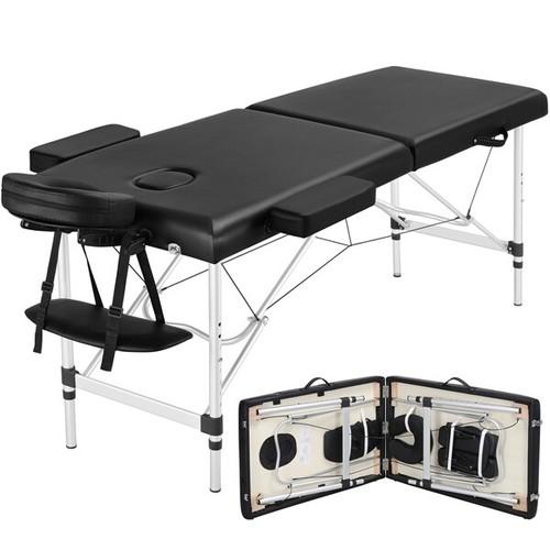 Aluminum Massage Table 2 Folding Salon Lash Bed Portable Spa Table Couch Black