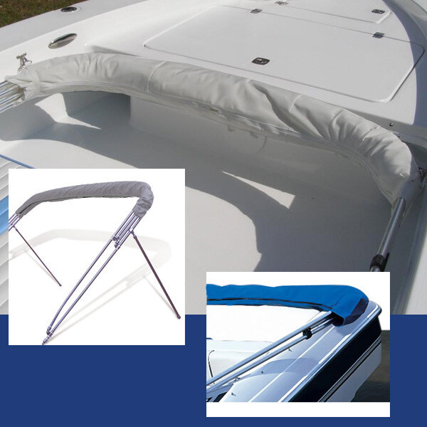 4 Bow Bimini Top Boat Cover Set with Boot and Rear Support Poles 9 colors