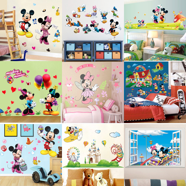 Details About Diy Mickey Minnie Mouse Wall Sticker Pvc Decal Kids Boys Girls Room Decor Mural