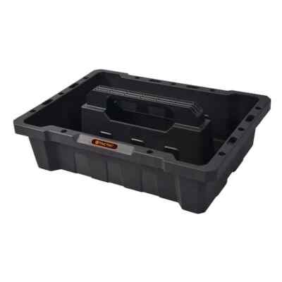 Black Plastic Tote Tray, Heavy Duty Tool Storage, H 6.63 in W 20.5 in D 14.5 in