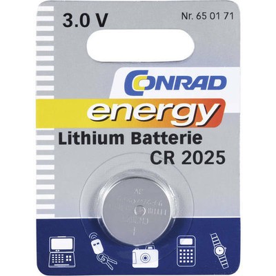 Conrad energy cr2025 batteria a bottone cr 2025 litio 140 mah 3 v 1 pz