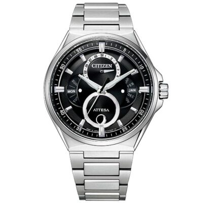 Pre-owned Citizen Attesa Bu0060-68e Eco-drive Triple Calendar Moon Data Titanium Men Watch