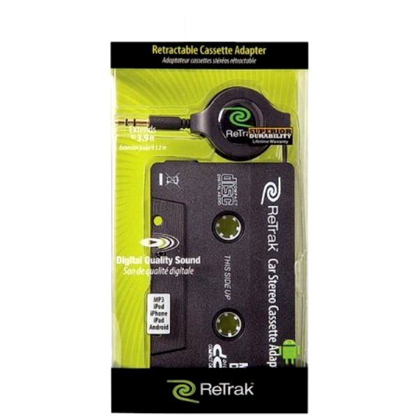 RETRAK ETESCAS  Cassette Adapter with Built-in Microphone & Retractable Cord